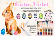 Easter Bunny Watercolor Graphics Kit, an Illustration by Violet LeBeaux (Thumbnail 2 of 5)
