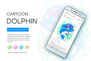 Cute cartoon dolphin, Tshirt, PNG., an Animal Illustration by KENO Mascots (Thumbnail 4 of 6)