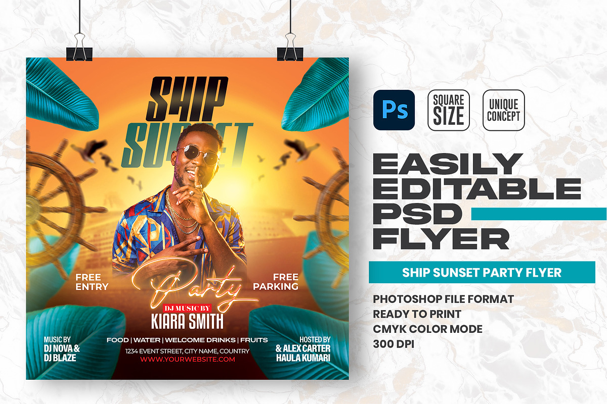 Ship Sunset Party Flyer Design, a Flyer Template by Shajib Shikder (Photo 1 of 2)