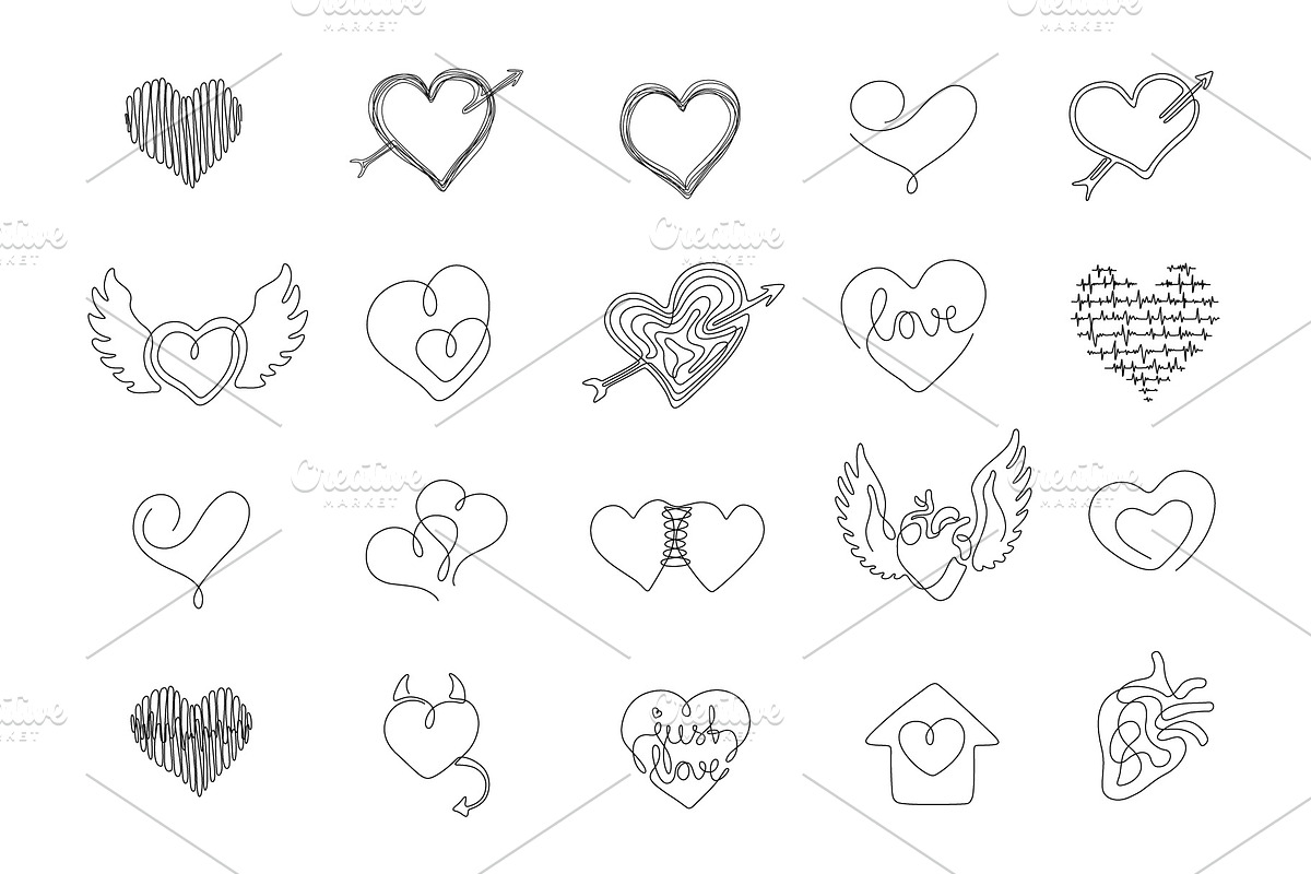 Big Love set. 99 Valentines Elements, a Decorative Illustration by Anastasiia_Dzhioeva (Photo 2 of 7)