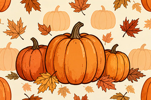 Pumpkins and Autumn Leaves, a Background Photo by Rafoz