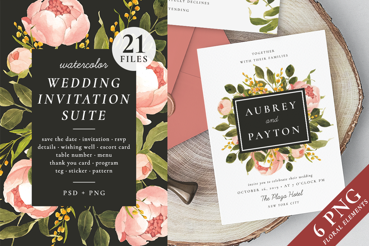 Peonies – wedding set, an Invitation Template by Helen Halik art (Photo 1 of 10)