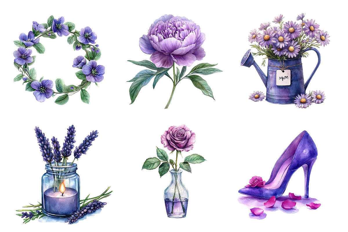 Purple Mother's Day Clipart, an Illustration by Dream Creation (Photo 2 of 6)