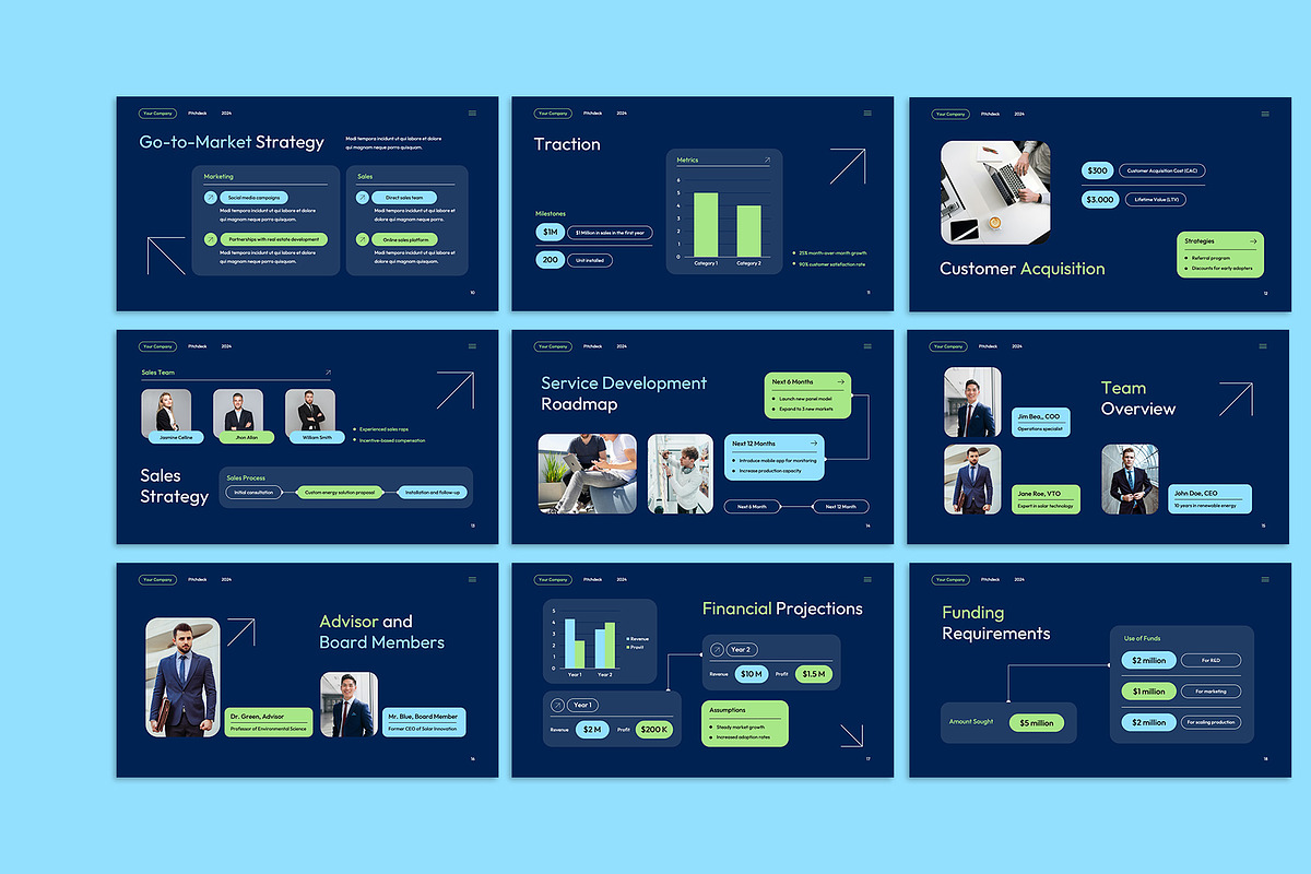 Navy Corporate Pitch Deck PowerPoint, a Presentation Template by Neermana (Photo 4 of 5)