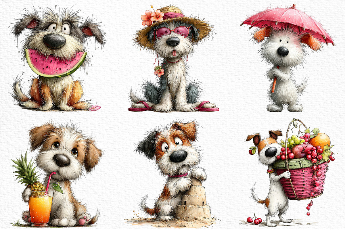 Whimsical Summer Dogs Clipart, an Illustration by Craft Nest (Photo 3 of 12)