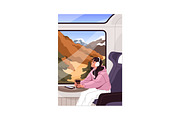 People travel by train set, a Person Illustration by PaperTrident (Thumbnail 2 of 6)