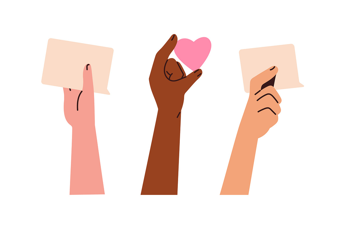 Hands with heart, star, emoji symbol, a Person Illustration by Good Studio (Photo 3 of 25)