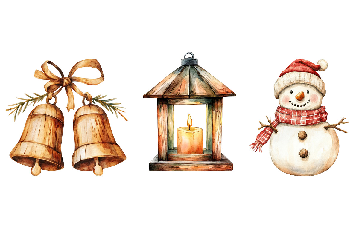 Rustic Wooden Christmas Clipart, an Illustration by Dream Creation (Photo 7 of 7)