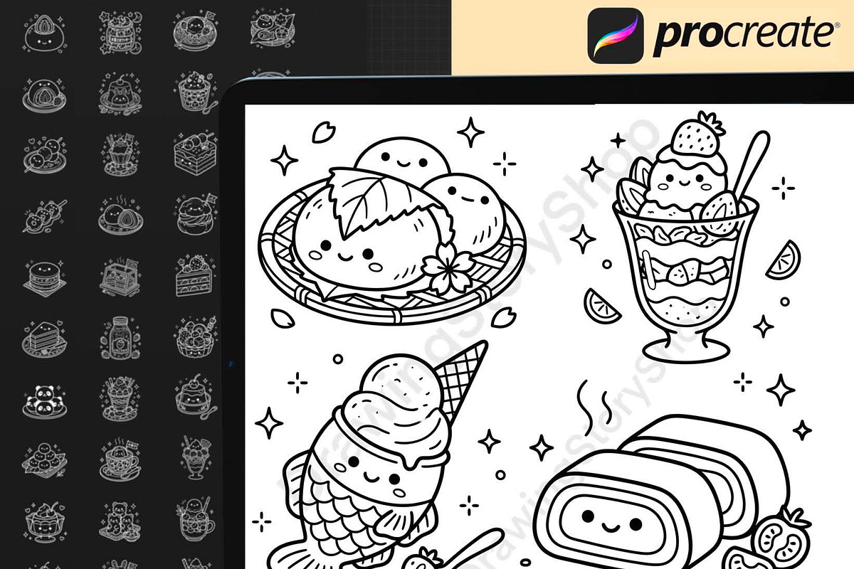 140 Sweets & Food Procreate Stamps, a Brush Add-On by DrawingStoryShop (Photo 2 of 6)