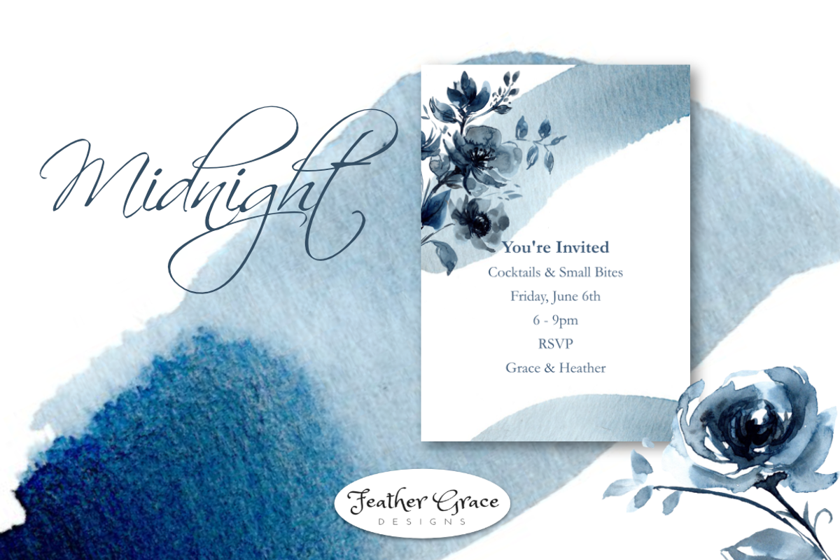 Indigo Blue Watercolor Flowers, an Illustration by Feather Grace Designs (Photo 7 of 10)