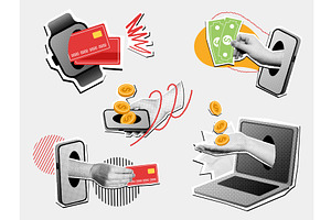 Halftone online payment collage, a Technology Illustration by winwin.art