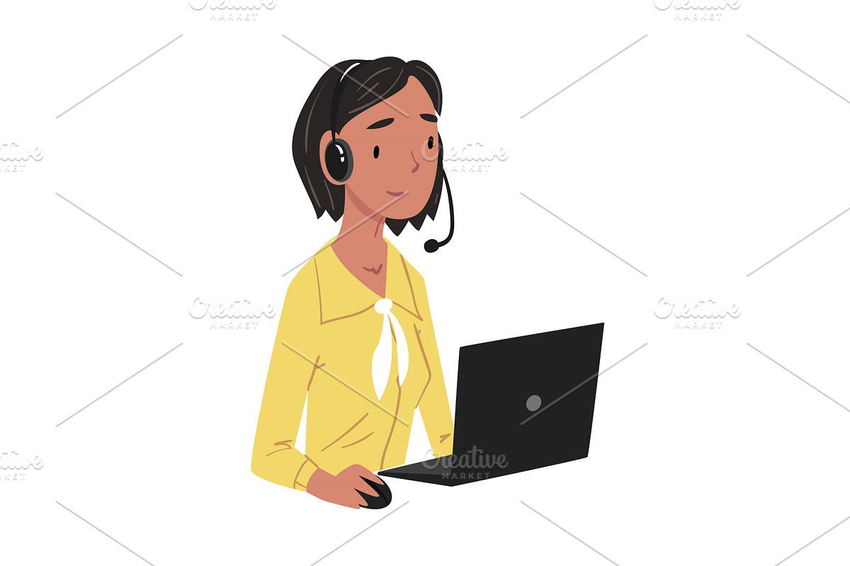 Girl Call Center Operator, Customer, a Person Illustration by TopVectors