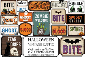 Vintage Rustic Halloween Sublimation, an Illustration by Libby Wishes