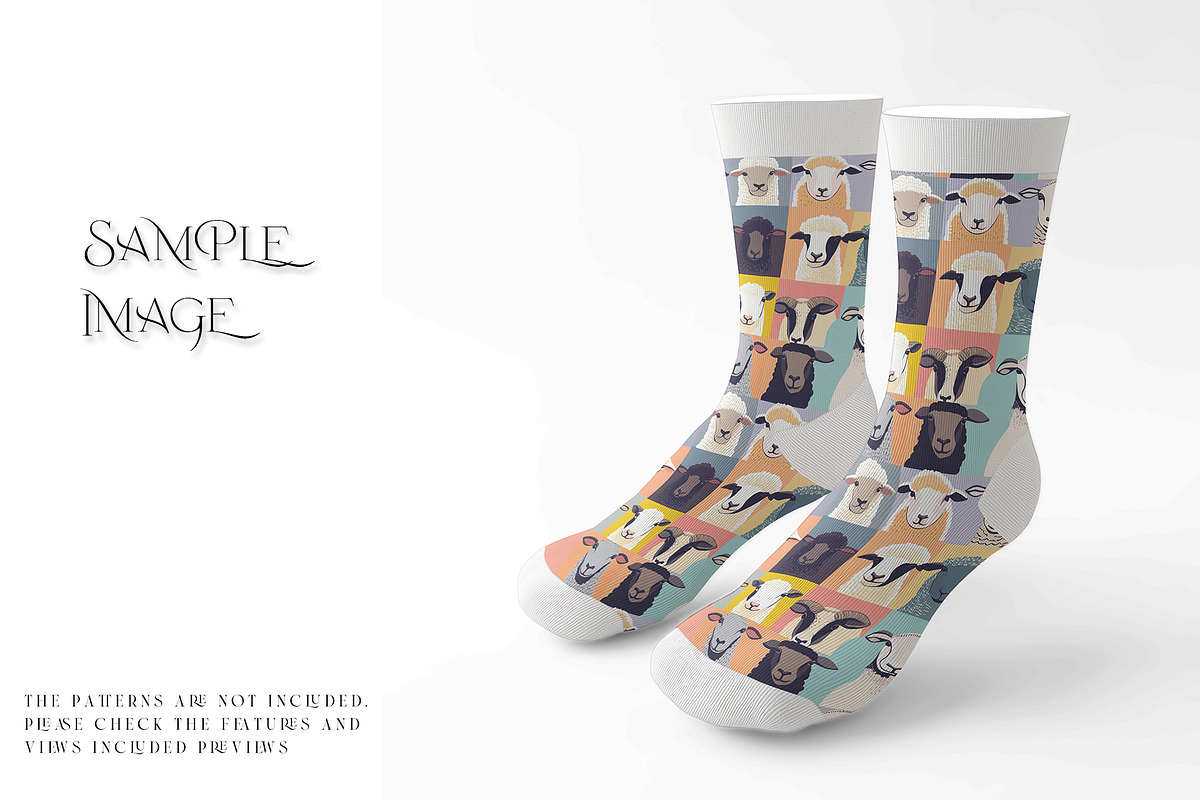 Mid Calf Unisex Socks Mockups, a Household Mockup by mock-ups (Photo 6 of 13)
