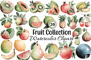 Watercolor Fruit Set Exotic, a Food Illustration by DreamCafeArt (Thumbnail 1 of 5)