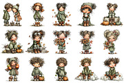Autumn Kids PNG Clipart Set, a Seasonal Illustration by OK Design (Thumbnail 3 of 6)
