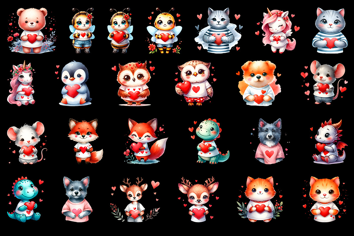 Funny animal clipart|Cute heart, an Animal Illustration by ElenazlataArt (Photo 5 of 5)