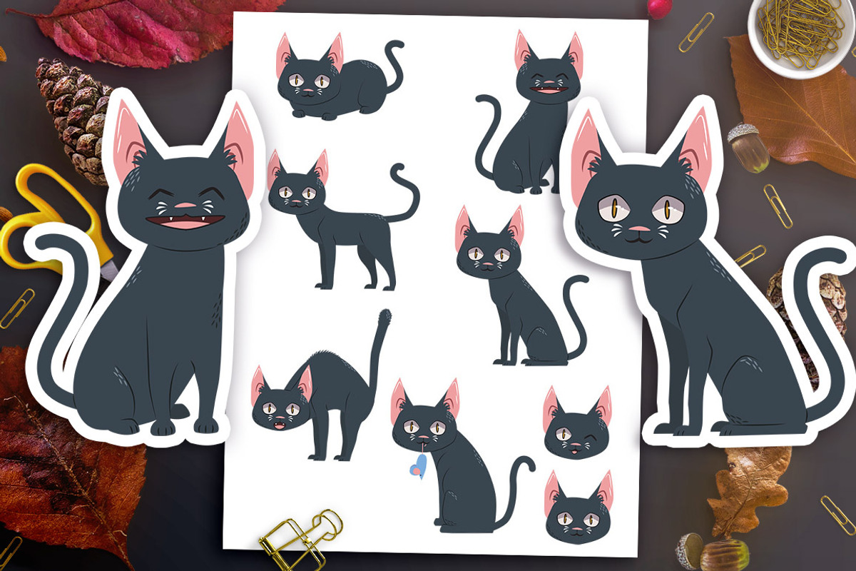 Black Cat Clipart- Halloween Clipart, an Animal Illustration by The Digital Download Shop (Photo 2 of 4)