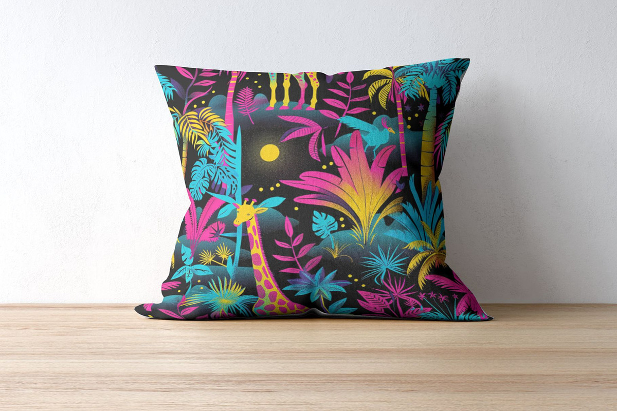 8 Neon Jungle Seamless Patterns, a Pattern Graphic by Inknfolly