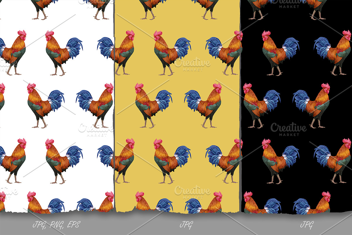 Rooster // Pattern Design, a Pattern Graphic by Victoria_Novak