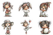 Easter Bunny Girl Clipart, an Illustration by CreationArt (Thumbnail 6 of 6)