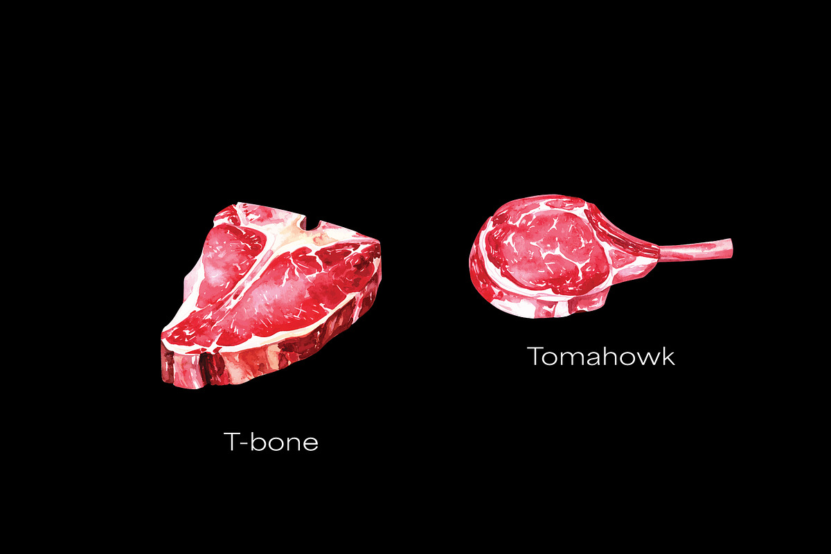 Raw Meat 12 Steak Cuts – Watercolor, an Illustration by Northink (Photo 4 of 4)