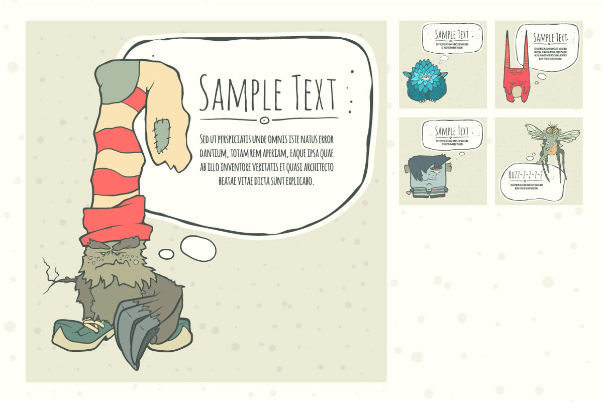 Set of Hand Drawn Vector Monsters, an Illustration by Andrew Bzh. (Photo 5 of 6)