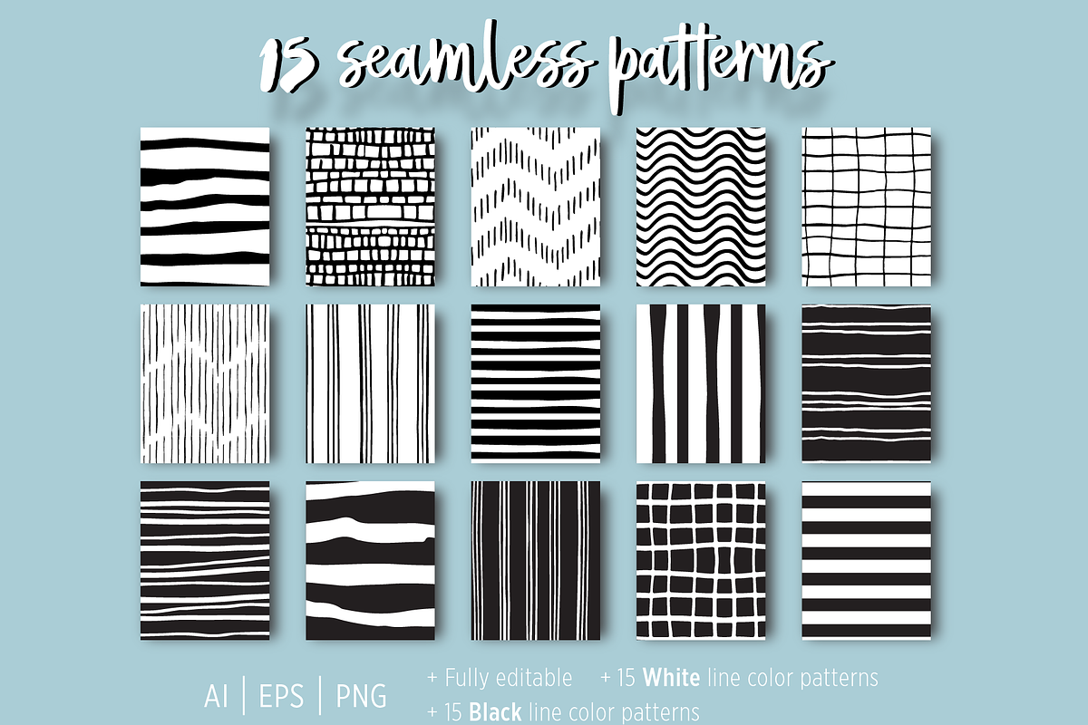 Hand Drawn Pattern Bundle, a Pattern Graphic by Suphansa (Photo 13 of 20)