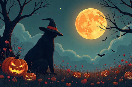 Magical Halloween Cat