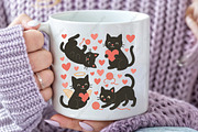 Valentine Cute Cats Funny Black PNG, an Illustration by CraftArtStudio (Thumbnail 2 of 4)
