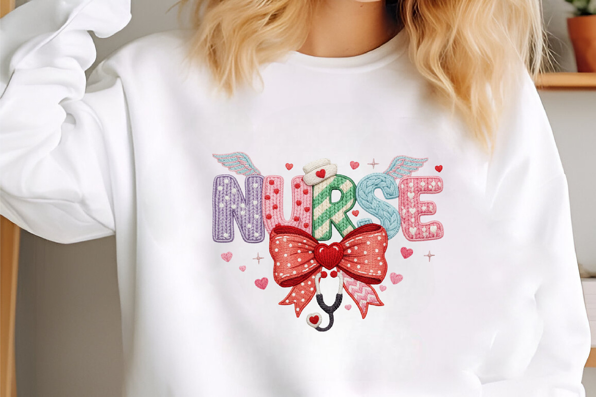 Faux Yarn Valentines Day Nurse Bow, an Illustration by designcity5 (Photo 1 of 9)