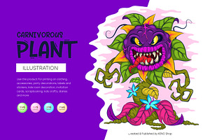 Cartoon carnivorous plant. Tshirt, an Animal Illustration by KENO Mascots