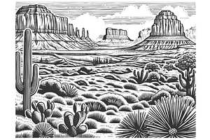 Butte Mountain Plateau Landscape, an Illustration by AlexArt