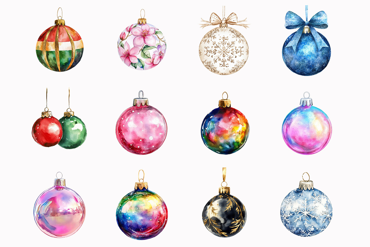 Watercolor Christmas Balls Clipart, an Illustration by Design Market (Photo 2 of 4)