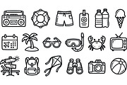 Summer Vacation Icon Set, an Illustration by designvectx (Thumbnail 2 of 3)