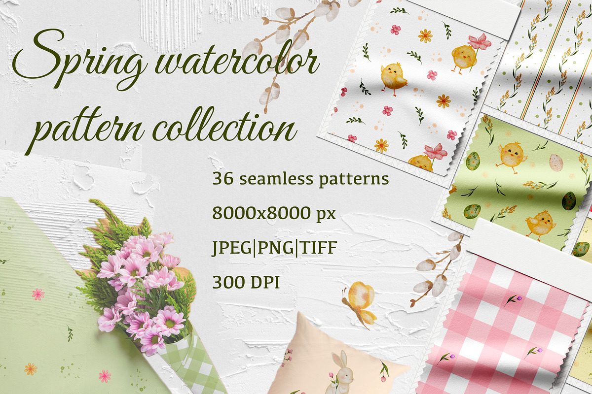 Pastel Floral & Spring Digital Paper, a Pattern Graphic by ZabolotnaArt (Photo 1 of 8)