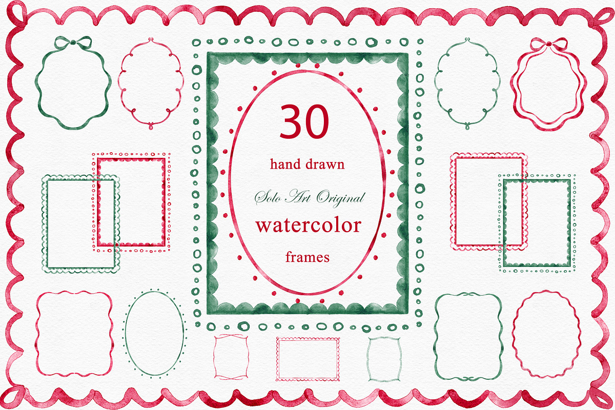 Christmas Frames.Hand-Drawn Borders., an Object Graphic by Solo Art Original (Photo 1 of 9)