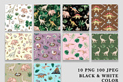 Watercolor Dinosaur Patterns PNG, a Pattern Graphic by PatternPalette (Thumbnail 2 of 11)
