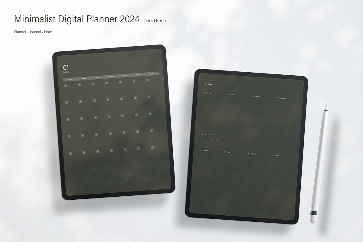 Digital Planner 2024 | Dark Green, an App Template by SydneyYeom (Photo 1 of 11)