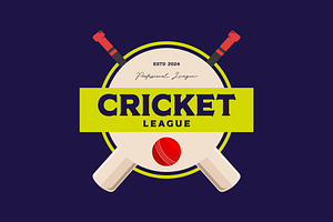 cricket ball circle label logo templ
