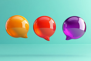 Colorful 3D Speech Bubbles on Vibrant Backgrounds, an Abstract Photo by Natalia Klenova's Shop