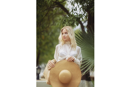 Stylish Blonde Woman in Romantic, a Person Photo by Emotion photo