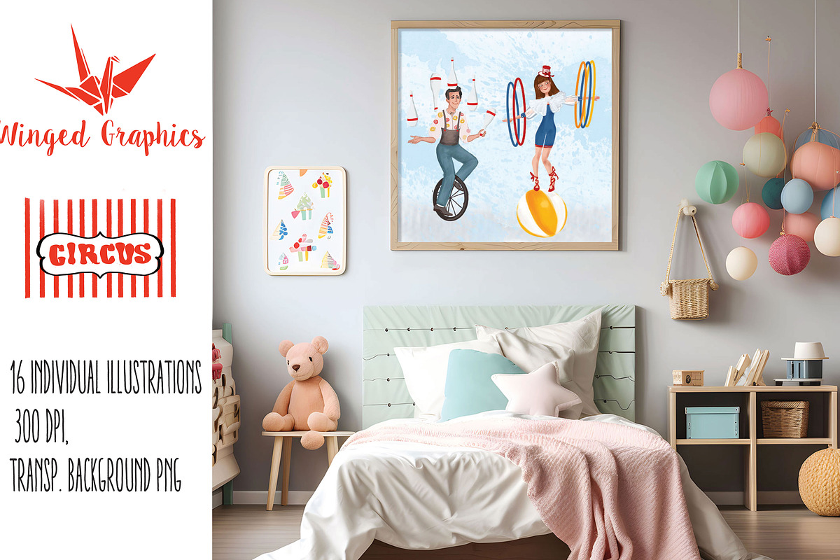 Circus arts : 16 illustration set, a Person Illustration by Winged Graphics (Photo 3 of 4)