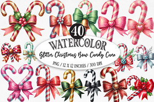 litter Christmas Bow Candy Cane, an Illustration by Designking