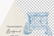Blue toile Christmas Clipart, a Seasonal Illustration by Invite to Clipart (Thumbnail 4 of 4)