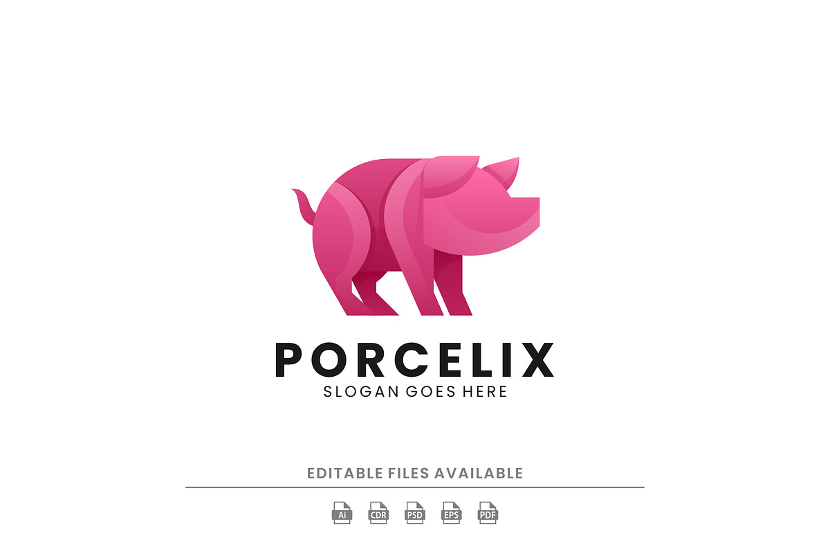 Modern Gradient Pig Logo Design