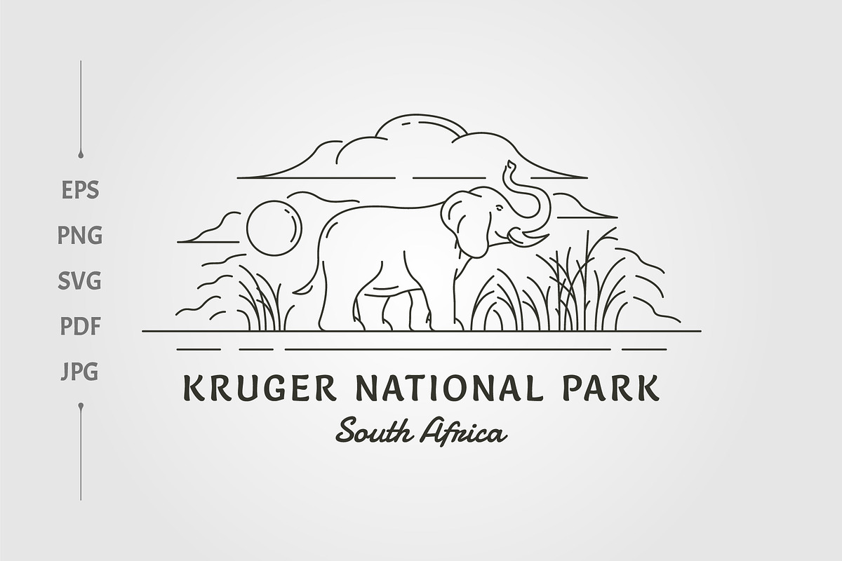 line art kruger national park, a Branding & Logo Template by lawoel