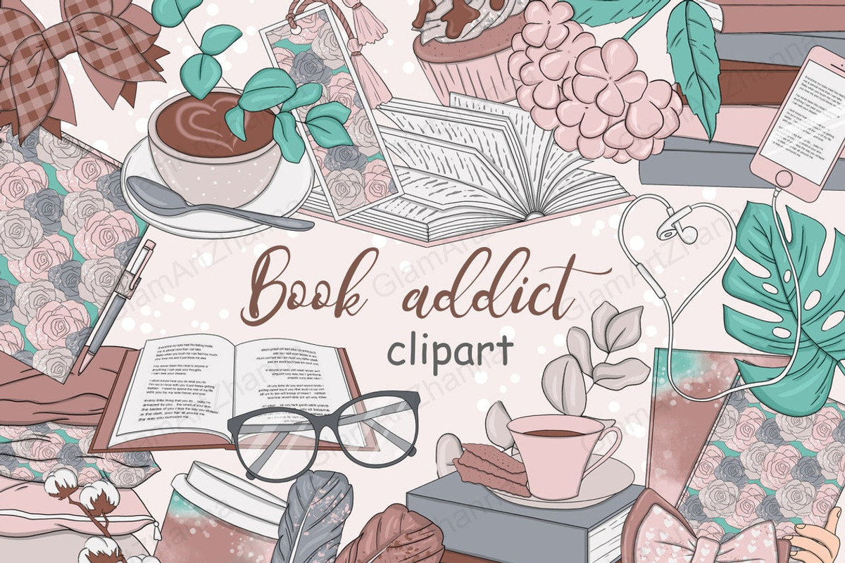 Book Addict Сlipart, an Object Illustration by GlamArtZhanna (Photo 1 of 3)