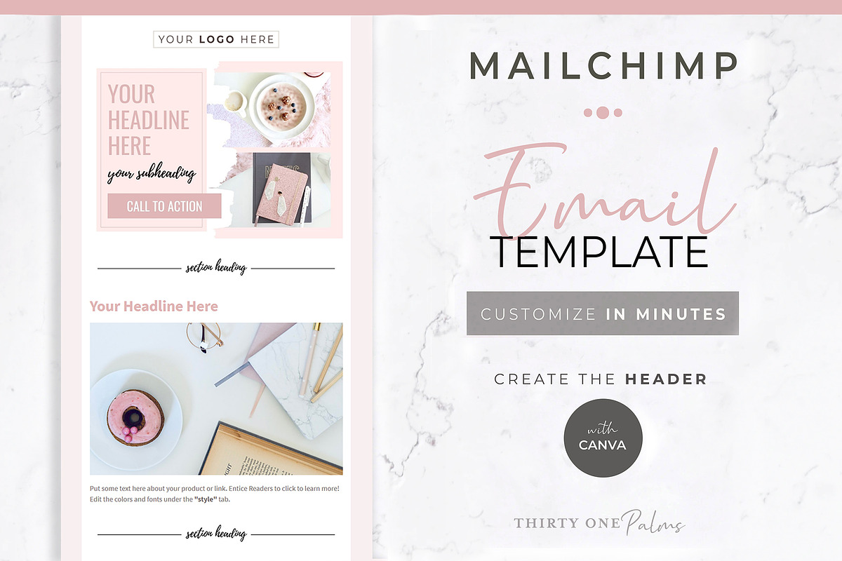 Canva & Mailchimp Template | Blush, an Email Template by Thirty One Palms Studio (Photo 1 of 7)
