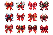 Red Coquette Christmas Bow Bundle, an Illustration by SinaCreation (Thumbnail 2 of 7)